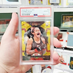 2023 Panini Select UFC Karine Silva Gold /10 Disco Rookie PSA 10 RC - Picture 1 of 4