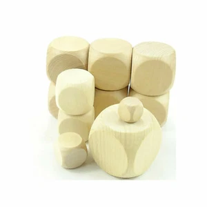 10mm to 60mm Natural Wooden Blank Plain Dices Cubes Hardwood SIX Sided Toy Game - Picture 1 of 3