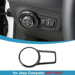 Black Headlight Switch Button Cover Trim Ring Decor for Jeep Compass 2017-2025 - Picture 1 of 11