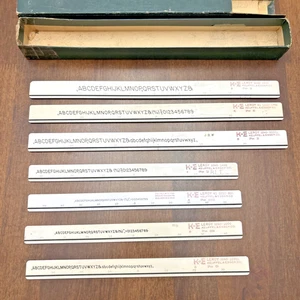 7 Keuffel & Esser K&E Leroy Großbuchstaben & Zahlen Schriftzug Vorlagen Vintage - Bild 1 von 10