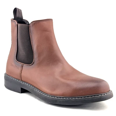 CALVIN KLEIN Mens 7.5M Brown Pull Tab Fenwick Round Toe Block Heel Chelsea Boot - Image 1 of 4