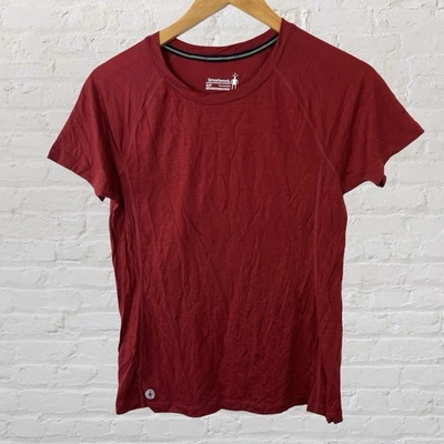 Camisa Smartwool Manga Corta Lana Merino Roja Correr Atlética Mujer Pequeña Foto 1 de 4