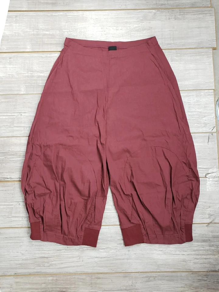 全新 Rundholz 黑色标签女式 XL 葡萄酒棉/亚麻阔腿裤 — 第 1/4 张图片