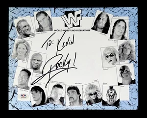 WWE ROCKY MAIVIA SIGNED PROMO PHOTO MAT AUTOGRAPHED WITH PSA COA THE ROCK RARE - Picture 1 of 3