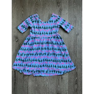 Hanna Andersson Skater Dress Tulip Field Indigo Blue Pockets Sz US 4 - Picture 1 of 9