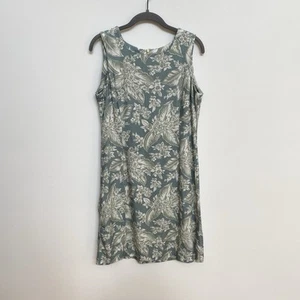 Van Heusen Vintage Palm Tree Seafoam Sleeveless Cream Sheath Dress Women’s 8 - Picture 1 of 6