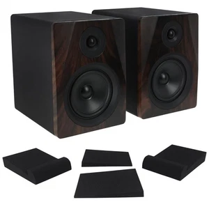 Pair Rockville APM5D 5.25" 250W Dark Wood Powered Studio Monitors+Isolation Pads - Picture 1 of 12