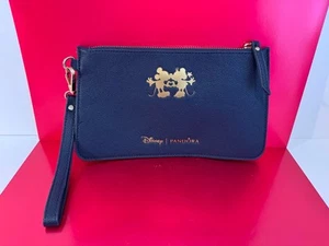 Disney Pandora Mickey Mouse & Minnie Mouse Navy Gold Clutch New - Picture 1 of 9