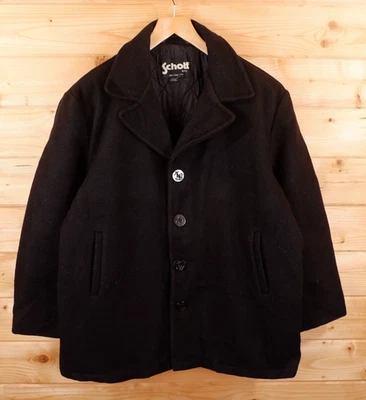 Vintage Schott Wool Military Pea Coat Jacket Made In Canada XXL Short Black - Image 1 of 4