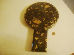 Vintage Japanese Kagami Bronze Hand Mirror Flowers Insects Grass w Lacquer Box! - Picture 1 of 8