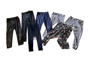 Lot Of 7 Leggings Girls Size 6 6/6X 6 Pairs Of Bottoms Pants 7pc Bundle Elastic - Picture 1 of 24