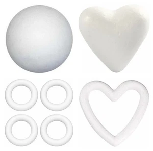 Solid Polystyrene Balls Rings and Hearts Various sizes - Picture 1 of 9