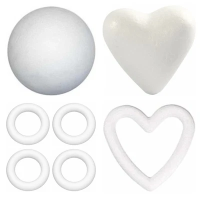 Solid Polystyrene Balls Rings and Hearts Various sizes - Image 1 of 4