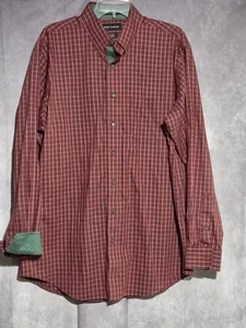 Paul Frederick Red and Green Plaid Long Sleeve Button Down Mens Sz 17 Christmas - Picture 1 of 8