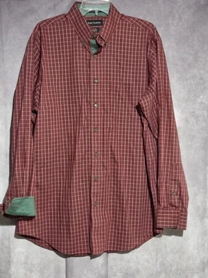 Paul Frederick Red and Green Plaid Long Sleeve Button Down Mens Sz 17 Christmas - Image 1 of 4