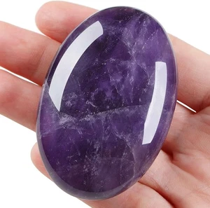 LAIDANLA Amethyst 2.4" Large Palm Stone Healing Crystals Natural B-amethyst  - Picture 1 of 6