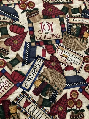 Joy of Quilting Debbie Mumm Cotton Fabric Quilting Queen 2 Scraps 10"x44"W 9x13" - Image 1 of 3