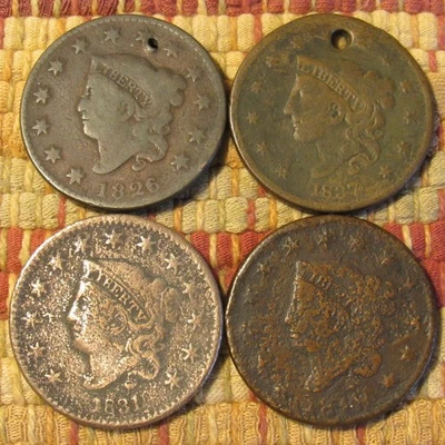 CENTAVOS GRANDES CORONET 1818, 1826, 1831 y 1837 ~ varios números, ¡precio explosivo! Foto 1 de 4