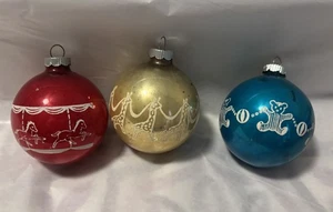 Lustige glänzende Brite Zirkustiere 3er Set - rotes Karussell Gold Giraffen blaue Bären - Bild 1 von 4