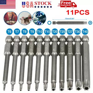 11PC Torx Bit Set Quick Change Connect Impact Driver Drill Security Tamper Proof - Picture 1 of 11