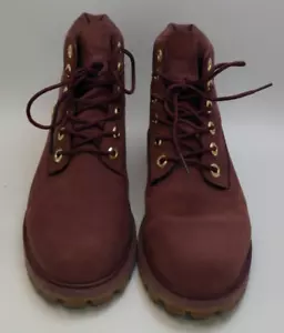 Timberland Waterproof Nubuck Leather Boots Burgundy Maroon Sz 5-Kid Sz 6.5-Woman - Picture 1 of 11
