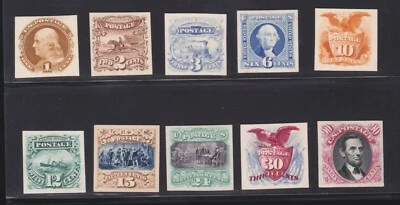 US 112P4-122P4 & 129P4 1869 Issue Proofs on Card XF SCV $1015 - Image 1 of 2