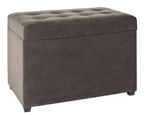 Haku Sitztruhe aus Samt anthrazit-braun Polstertruhe Stauraumtruhe Bank Sitzbank - Bild 1 von 3