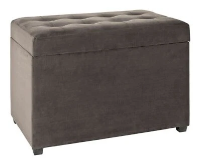 Haku Sitztruhe aus Samt anthrazit-braun Polstertruhe Stauraumtruhe Bank Sitzbank - Bild 1 von 3