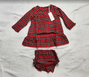 Vineyard Vines Baby Girl Tidings Tartan Dress Red Velvet (Size 12-18 month) NWT - Picture 1 of 6