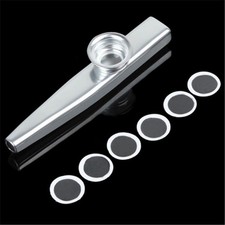 Silver Metal Kazoo+ 6PCS Kazoo Flute Diaphragm Mouth Flute Harmonica Kids Party
