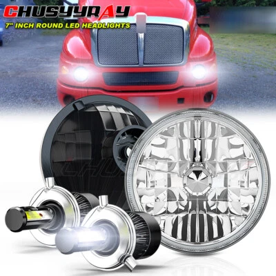 Par de faros LED redondos de 7 pulgadas para semirremolque Kenworth T2000 haz alto bajo Foto 1 de 4