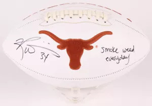 Ricky Williams Signed Texas Longhorns Football Inscribed Smoke Weed Everyday JSA - Picture 1 of 5