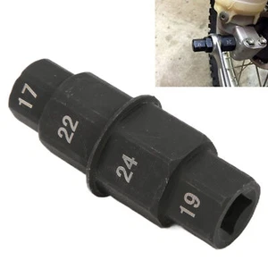 Motorcycle Hex Axle Tool 17/19/22/24mm Front Wheel Hub Spindle Socket Adapter fo - Foto 1 di 12