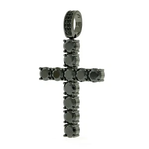 Men's Black CZ Cross Pendant Good Quality - Picture 1 of 2