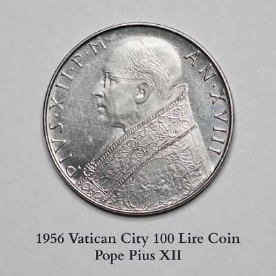 1956 Vatican City 100 Lire Coin - Pope Pius XII - Rare Collectible #105 - Image 1 of 2