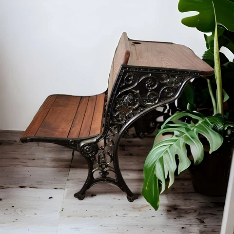 Antique Cast Iron and Wood School Desk Pick Up Only Cover