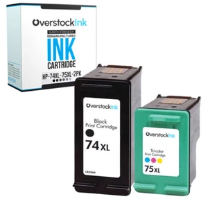 Cartucho de tinta compatible HP 74XL 75XL color negro paquete combinado CB336WN CB338WN - Imagen 1 de 8