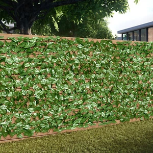 Panel de valla individual de hojas de laurel sintético expandible artificial decoración de jardín para el hogar - Imagen 1 de 10
