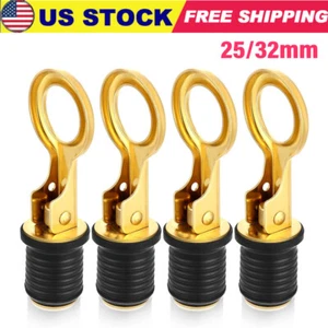 4 x 1" /1.25" Drain Plug Rubber Brass Snap Flip Boat Hull Livewell Drain Plug - Picture 1 of 18