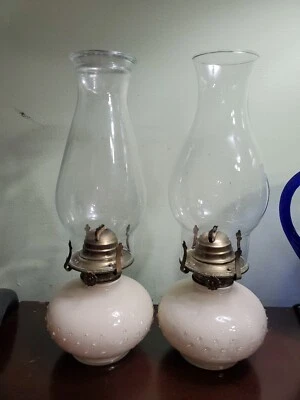 Vintage LampLight Farms Ivory/Cream Hobnail Glass Oil Lamp - Image 1 of 4