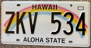 Hawaii Aloha State Authentic Retro Used Original Rainbow Nummernschild #ZKV 534 - Bild 1 von 1