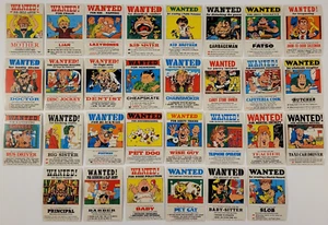 1975 Topps WANTED STICKER Rare CARD SET 30/42 Vintage SLOB Liar FATSO Wise Guy + - Bild 1 von 8
