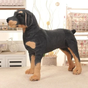27x25cm Dog Plush Toy Fluffy Stuffed Animals Rottweiler Soft Doll Real - Picture 1 of 13