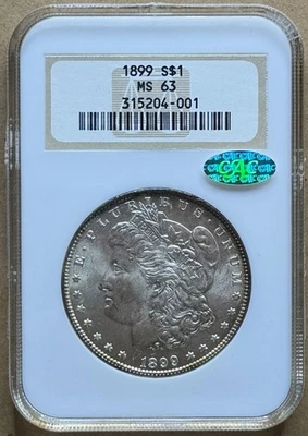 Dólar Morgan 1899 MS63 *Soporte NGC GEN5 'SIN LÍNEA'* ¡BAJA acuñación + Certificado CAC! Foto 1 de 2
