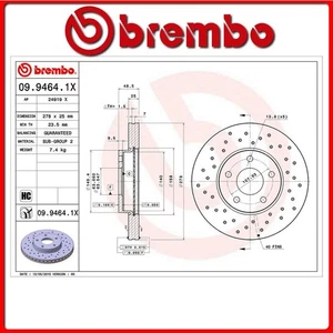 09.9464.1X#17 DISCO FRENO ANTERIORE SPORTIVO BREMBO XTRA FORD FOCUS C-MAX 2.0 10 - Foto 1 di 1