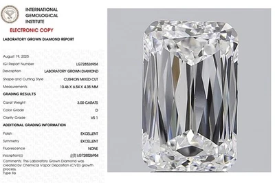 Ashoka 3.00 Lab Grown Diamond For Engagement Ring IGI Certified D VS1 - Image 1 of 4