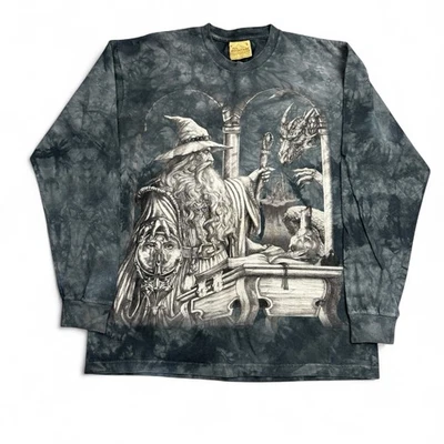 Vintage The Mountain Wizard Dragon Long Sleeve T-Shirt Large Gray Fantasy Magic - Image 1 of 4