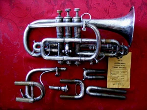 Corneta de plata Bohland & Fuchs de grado especial de Bruno & Son de 1880-1916 con extras - Imagen 1 de 23