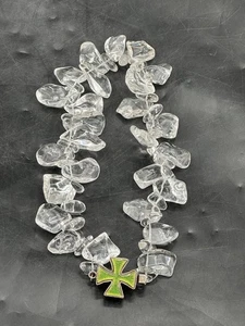 Cruz de Hierro Esmalte Verde Colgante de Motociclista Plata de Ley 925 EE. UU. Cristal Sin Cuello - Imagen 1 de 8