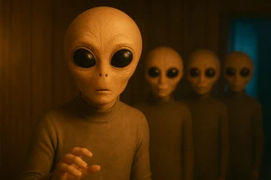 Alien Abduction #2 Cryptid Retro Custom Vinyl Die Cut Sticker 3,5x2,5 - Bild 1 von 1